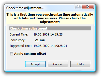 First-time auto-synchronization warning.